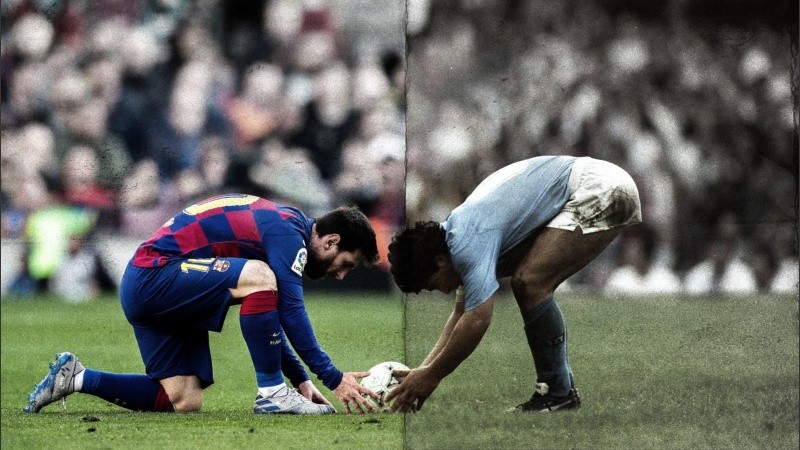 Una hermosa imagen de Leo y Messi en la previa del choque Nápoli-Barcelona. 