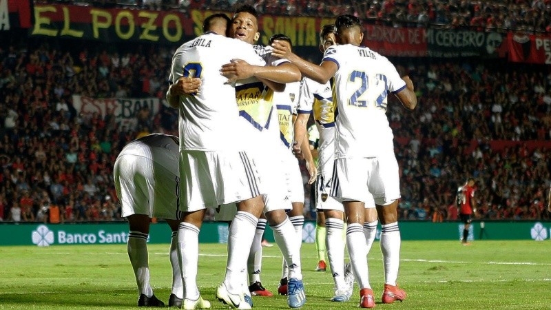 El festejo de Boca en Santa Fe. 