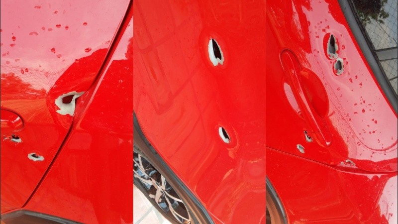 Así quedó el auto de la testigo clave de la causa Alvarado tras el ataque ocurrido el viernes pasado en Roldán.