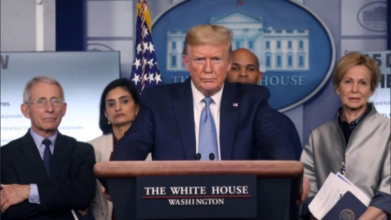 El presidente de EE.UU. durante la conferencia de prensa por coronavirus.