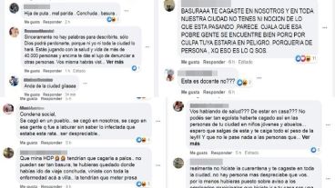 Los mensajes que dejaron en el Facebook de la damnificada.