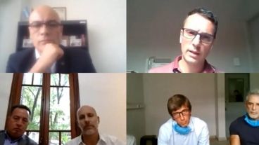 Foppiani, arriba a la derecha, en la audiencia que hizo mediante videoconferencia.