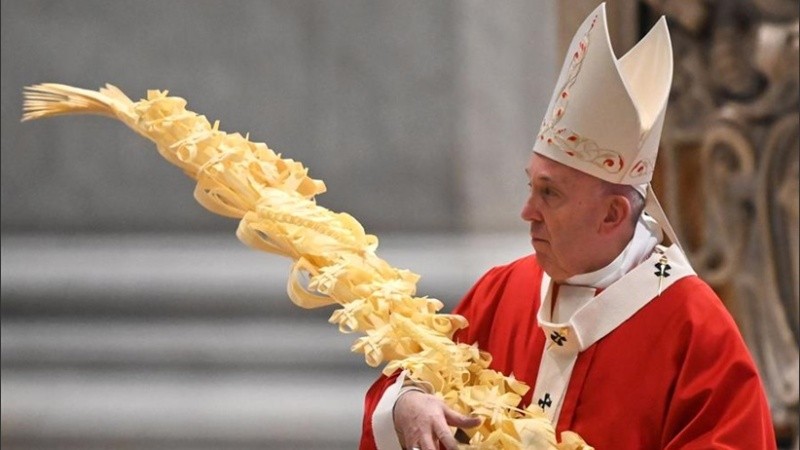 El Papa durante la misa de Ramos, por streaming.