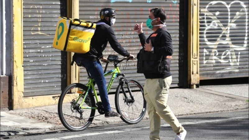 Los controles de este martes en el centro de Rosario.  