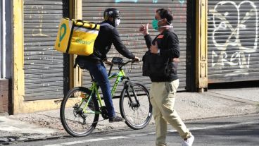Los controles de este martes en el centro de Rosario.