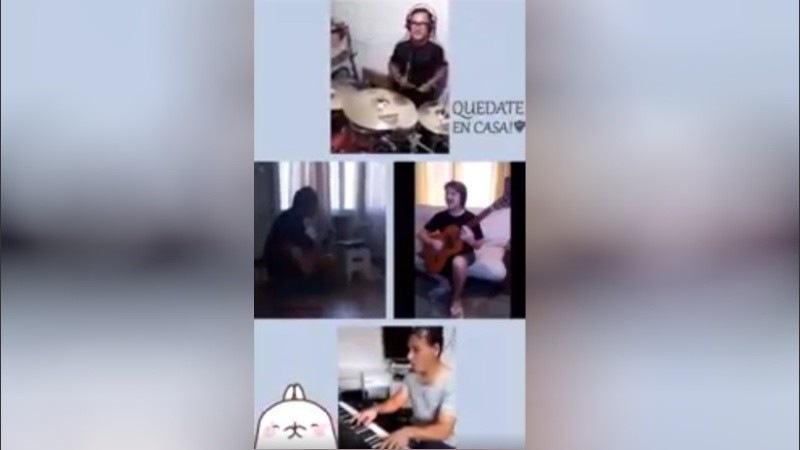 Docentes de música se unieron para cantar a la distancia.