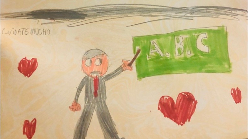 Uno de los dibujos enviados al presidente de la Nación.