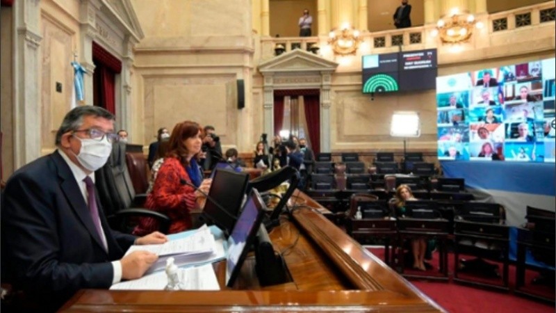 Cristina Kirchner preside la sesión virtual. 