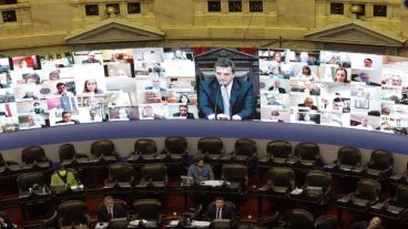 La Cámara de Diputados durante la sesión virtual.
