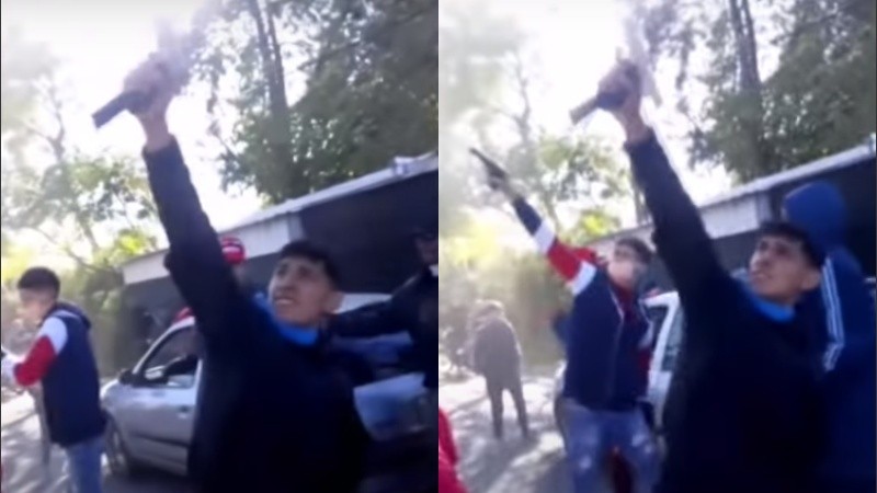 En el video se puede ver nitidez el rostro de al menos uno de los jóvenes que dispara al aire.