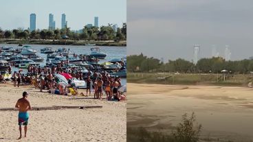 Antes y después: el mismo parador con y sin agua.
