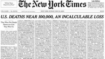 Portada de "The New York Times" del 24 de mayo de 2020.