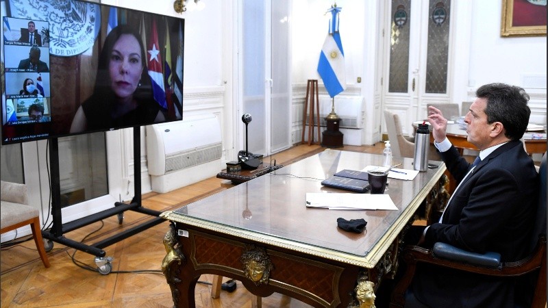 Sergio Massa, uno de los dirigentes que lideró la charla por videoconferencia. 