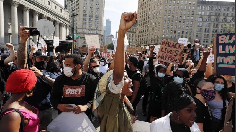 La protesta en Nueva York este viernes fue masiva.