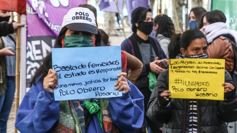 La manifestación en la Plaza San Martín en el aniversario de Ni una menos. 
