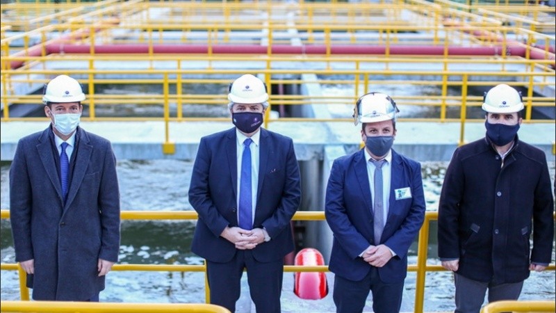 El viernes pasado, Alberto Fernández encabezó el acto de inauguración de una planta de tratamiento de líquidos cloacales en Villa La Angostura .