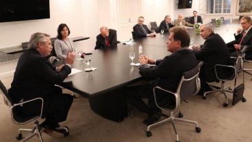 El presidente en aquella reunión con los directivos de Vicentin.