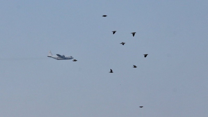 El vuelo del Hércules sobre la ciudad.