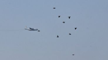 El vuelo del Hércules sobre la ciudad.