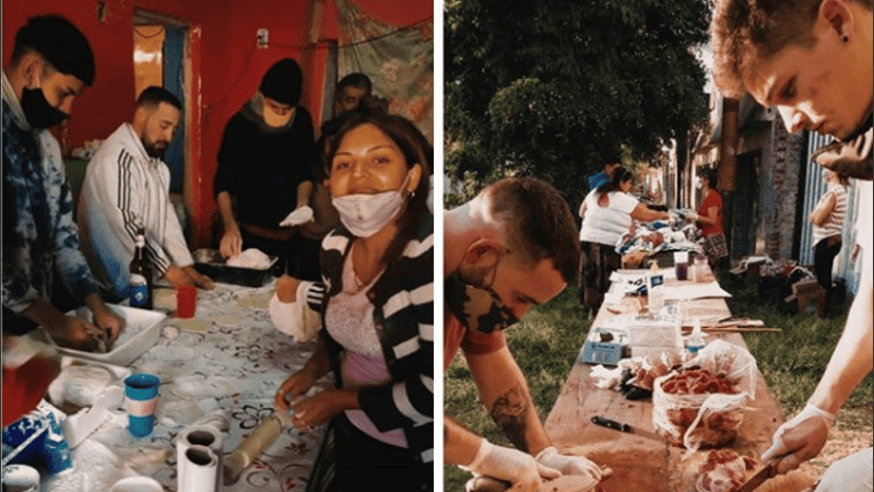 El grupo ya realizó tres ollas populares en distintos barrios de la ciudad.