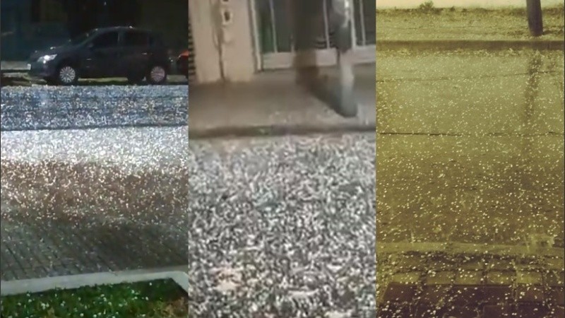 El granizo cubrió algunas calles de Rosario.