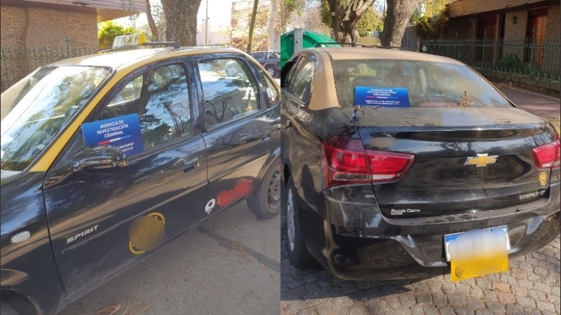 Uno de los taxis secuestrados en los allanamientos.