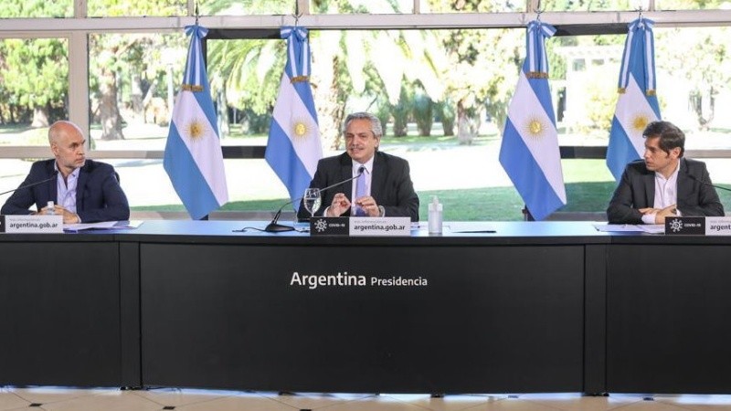 El presidente compartió el anuncio grabado con Rodríguez Larreta y Kicillof.