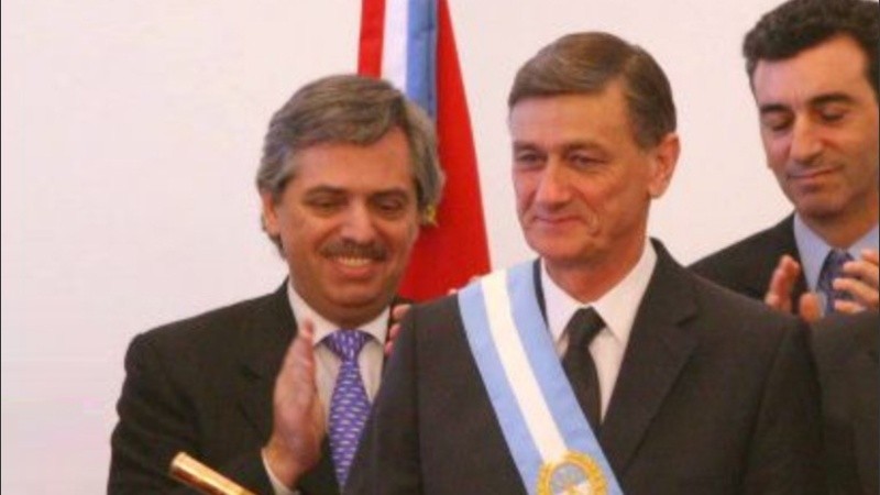 Alberto en la asunción de Binner gobernador, en diciembre de 2007.