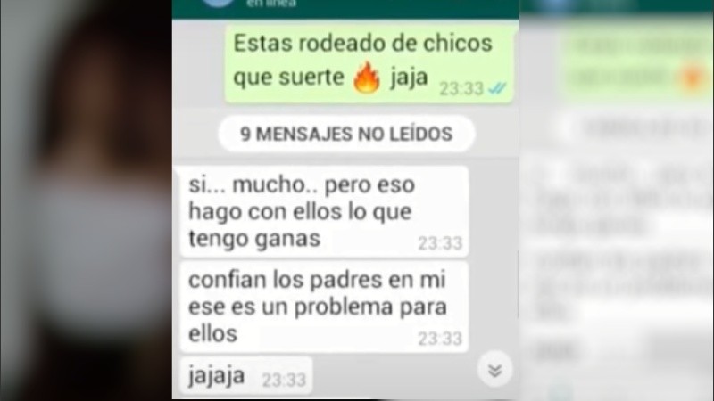 Uno de los mensajes que mandó el imputado, que está preso.