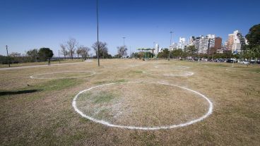 Los círculos para picnics en el parque de las Colectividades.