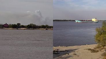 La quema de pastizales se volvió a divisar desde la costa rosarina.