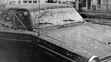 Una postal de la nevada de 1973 en Rosario.