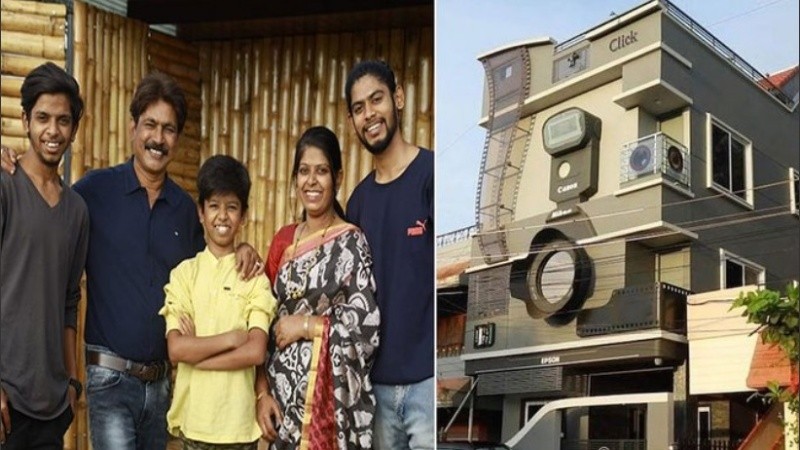 Gastó alrededor de 95.000 dólares en la casa con forma de cámara vintage.