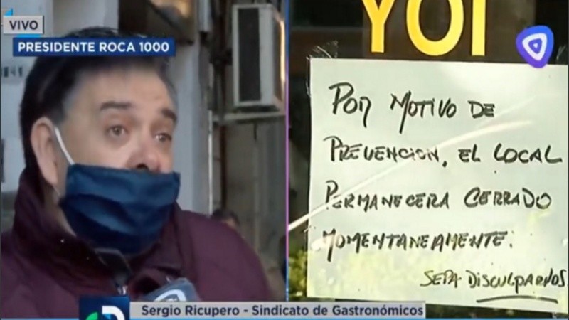 Sergio Ricupero advierte sobre futuros cierres de locales gastronómicos. 