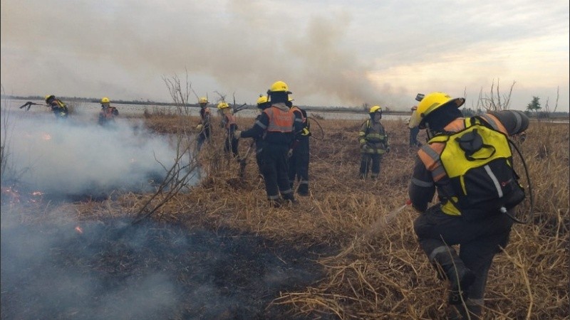 Brigadistas y bomberos de distintos cuerpos siguen trabajando en la zona.