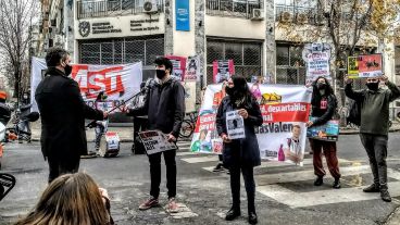 La jornada de protesta frente al Ministerio de Trabajo.