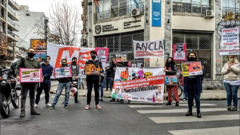 La jornada de protesta frente al Ministerio de Trabajo. 