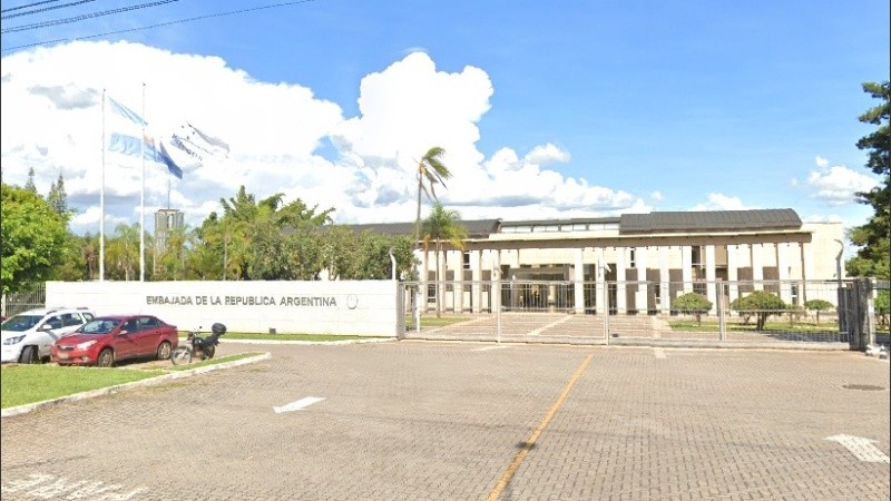 La sede diplomática argentina en la capital brasileña.