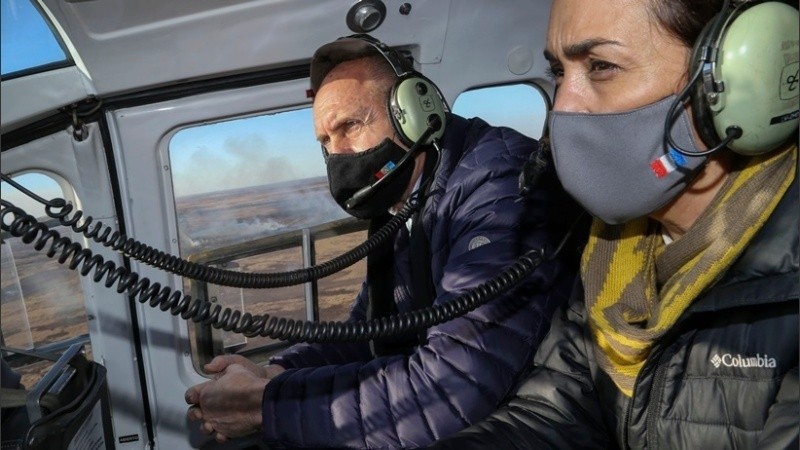 El gobernador y la ministra Gonnet sobrevolaron la zona de desastre el mes pasado.