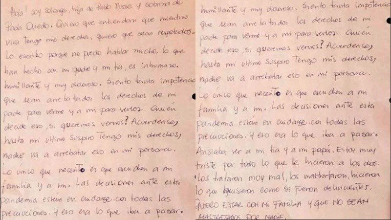 La carta que dejó Solange antes de morir.