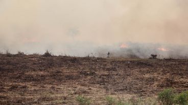 El gran foco que se desató a la vera de la ruta Rosario-Victoria.