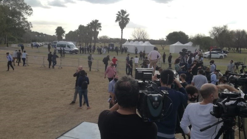 Todo listo en Puerto para el acto presidencial.