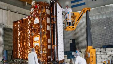 El Saocom 1B, que comenzó a ensamblarse en 2015.