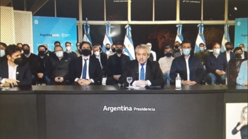 El presidente Alberto Fernández durante el anuncio de la creación de un Fondo de Fortalecimiento Financiero para la provincia de Buenos Aires.