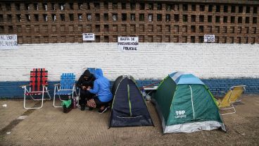 La manifestación en Jefatura este jueves por la mañana.