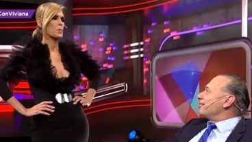 La conductora de TV junto al ministro de Seguridad bonaerense