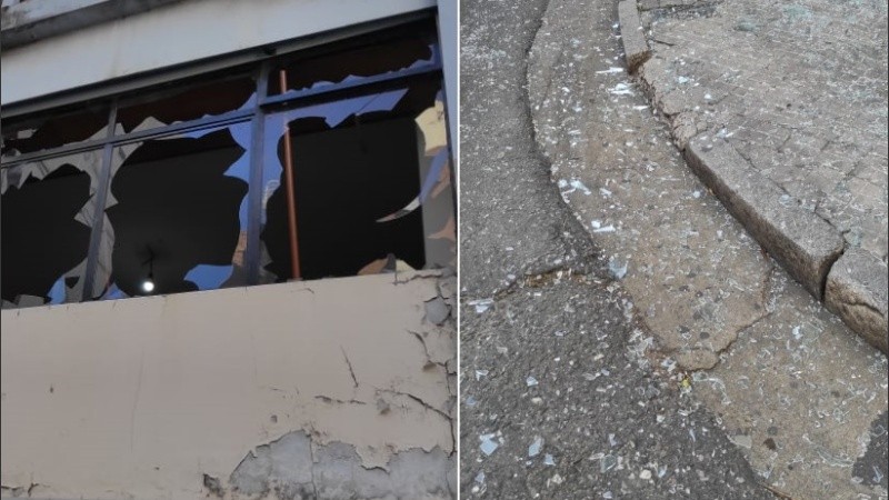 La esquina llena de vidrios. 