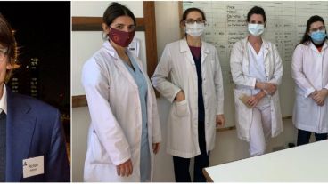 Michela Battaglia y el equipo del Hospital de Clínicas: desde la izquierda Andrea Pisarevsky, Patricia Vega, Maria Marta Piskorz, Julieta Repetti y Fabiana Lopez..