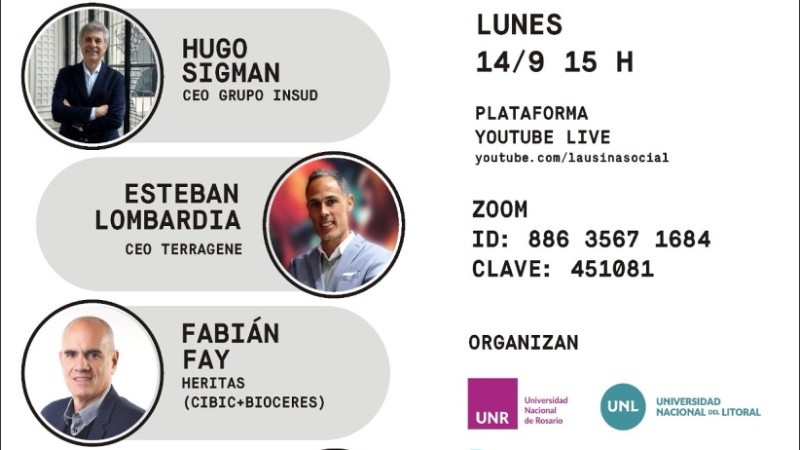 Este lunes se realiza el Octavo Encuentro Bioeconomía y Salud, organizado por la Fundación La Usina Social, las universidades nacionales de Rosario (UNR), Litoral, Mar del Plata y del Noroeste de Buenos Aires (Unnoba), el Inta y la Academia de Ciencias Médicas de Santa Fe. 