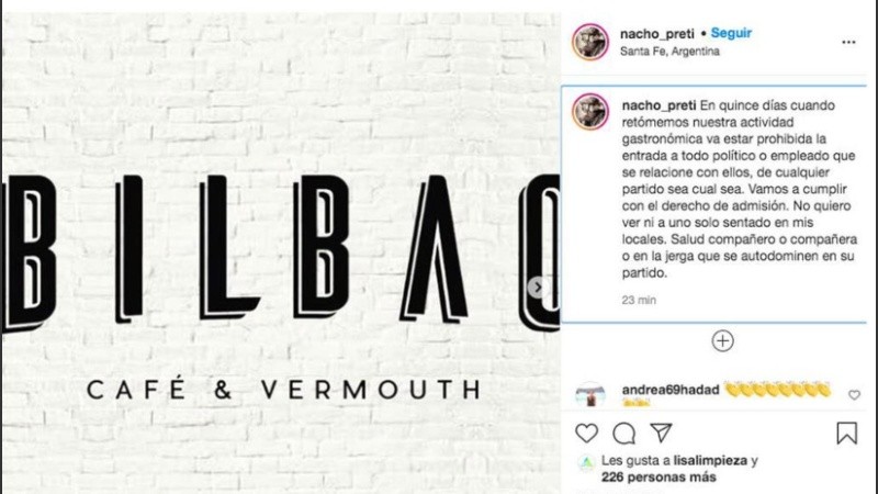 La captura de pantalla de hizo La Nación.